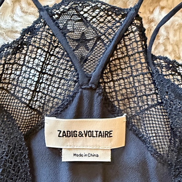 Zadig & Voltaire Black Lace Detail Top - Picture 2 of 5